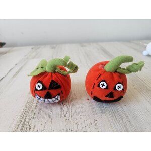 Vintage plush pumpkin jack-o'-lantern unique shabby chic Halloween decor fall